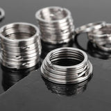1-50Pcs Polished Silver Keyring Stainless Steel Hole Flat Key Ring Key Chain