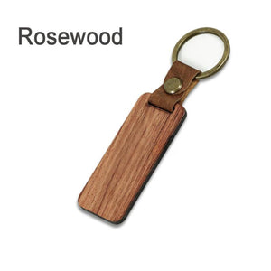Personalized PU Leather Wooden Keychain DIY Wood Keyring Engraved Car Key Chains