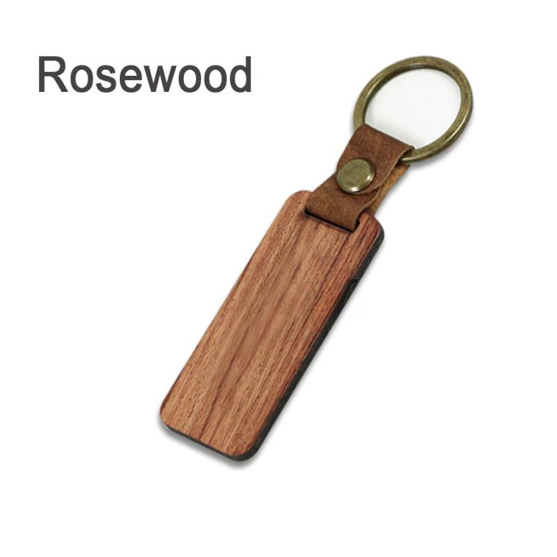 Personalized PU Leather Wooden Keychain DIY Wood Keyring Engraved Car Key Chains