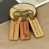 Personalized PU Leather Wooden Keychain DIY Wood Keyring Engraved Car Key Chains