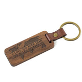 Personalized PU Leather Wooden Keychain DIY Wood Keyring Engraved Car Key Chains