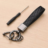 Plaid Keychain 5 Colors Leather Car Key Ring Holder Gift