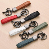 Plaid Keychain 5 Colors Leather Car Key Ring Holder Gift