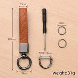 Plaid Keychain 5 Colors Leather Car Key Ring Holder Gift