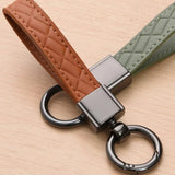 Plaid Keychain 5 Colors Leather Car Key Ring Holder Gift