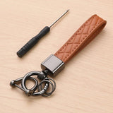 Plaid Keychain 5 Colors Leather Car Key Ring Holder Gift