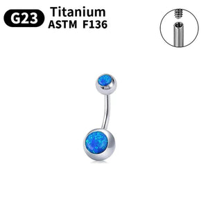 Internally Threaded Women Belly Button Ring with Zircon Opal