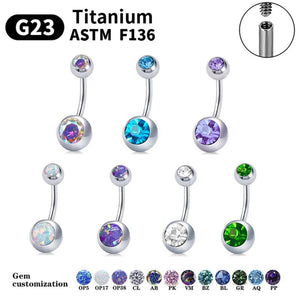 Internally Threaded Women Belly Button Ring with Zircon Opal