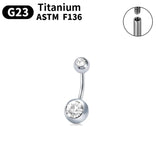 Internally Threaded Women Belly Button Ring with Zircon Opal