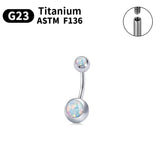 Internally Threaded Women Belly Button Ring with Zircon Opal
