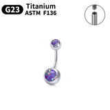 Internally Threaded Women Belly Button Ring with Zircon Opal