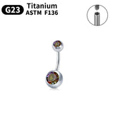Internally Threaded Women Belly Button Ring with Zircon Opal
