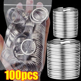 Silver Keyring Stainless Steel Hole Flat Key Ring Key Chain Rhodium Plated