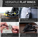 Silver Keyring Stainless Steel Hole Flat Key Ring Key Chain Rhodium Plated