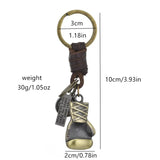 Vintage Boxing Gloves Cowhide Keychain Handwoven Car Key Pendant