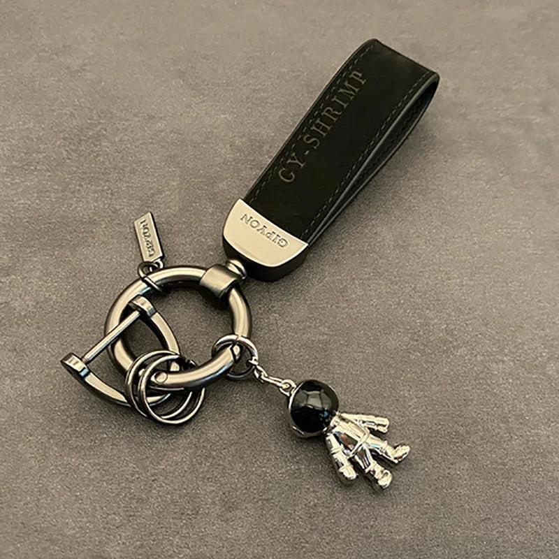 Astronaut Pendant Key Chain Leather Ring Ornaments for Men and Women