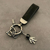 Astronaut Pendant Key Chain Leather Ring Ornaments for Men and Women