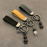 Astronaut Pendant Key Chain Leather Ring Ornaments for Men and Women
