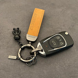 Astronaut Pendant Key Chain Leather Ring Ornaments for Men and Women