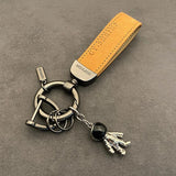 Astronaut Pendant Key Chain Leather Ring Ornaments for Men and Women