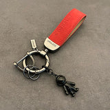 Astronaut Pendant Key Chain Leather Ring Ornaments for Men and Women