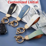 Metal Leather Car Key Chain Pendant Split Keychain Rhinestone Ring