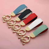 Metal Leather Car Key Chain Pendant Split Keychain Rhinestone Ring