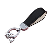 Metal Leather Car Key Chain Pendant Split Keychain Rhinestone Ring