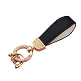 Metal Leather Car Key Chain Pendant Split Keychain Rhinestone Ring