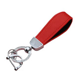 Metal Leather Car Key Chain Pendant Split Keychain Rhinestone Ring