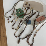 Retro Chinese Style Stone Beaded Necklace for Women