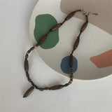 Retro Chinese Style Stone Beaded Necklace for Women