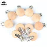 5pcs Baby Wooden Pacifier Clip DIY Silicone Beads Chain Accessory