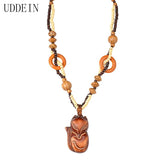 Ethnic Fish Pendant Ebony Wood Statement Necklace for Women