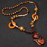 Ethnic Fish Pendant Ebony Wood Statement Necklace for Women