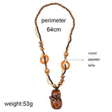 Ethnic Fish Pendant Ebony Wood Statement Necklace for Women