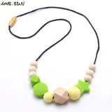 Silicone Wooden Beads Necklace Baby Teething Nursing Necklace