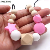 Silicone Wooden Beads Necklace Baby Teething Nursing Necklace