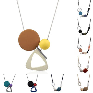 Geometric Triangle Round Acrylic Beaded Sweater Chain Necklace for Women