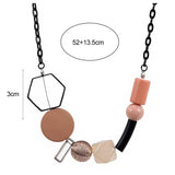 Geometric Triangle Round Acrylic Beaded Sweater Chain Necklace for Women