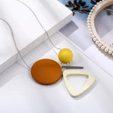 Geometric Triangle Round Acrylic Beaded Sweater Chain Necklace for Women