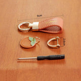 Metal Short Leather Flower Orange Keychain for Woman Girl