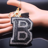 Gothic A-Z Initial Keyring Tassel Geometric Keychain KXH142