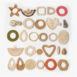 Korea Straw Weave Charms Rattan Bohemia Geometric Drop Earrings