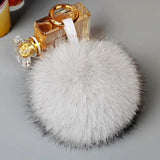 Real Fox Fur Pom Pom Keychain - Fluffy Pompom Pendant
