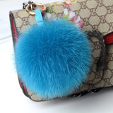 Real Fox Fur Pom Pom Keychain - Fluffy Pompom Pendant