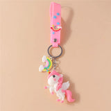Rainbow Unicorn Keychain Pendant for Women Cartoon Doll Mobile Phone Bag Car Key