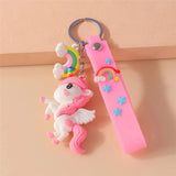 Rainbow Unicorn Keychain Pendant for Women Cartoon Doll Mobile Phone Bag Car Key
