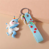 Rainbow Unicorn Keychain Pendant for Women Cartoon Doll Mobile Phone Bag Car Key