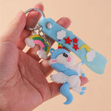Rainbow Unicorn Keychain Pendant for Women Cartoon Doll Mobile Phone Bag Car Key
